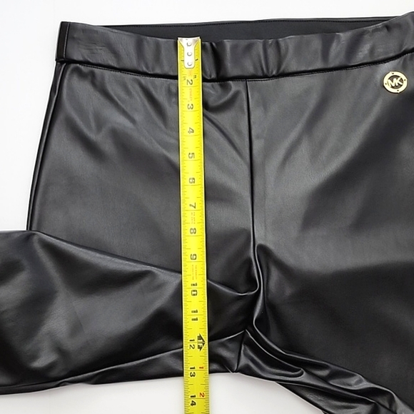 NWT Michael Kors Women's Black Faux Leather Skinny Pull On Pants Stretch Size M - Picture 8 of 9
